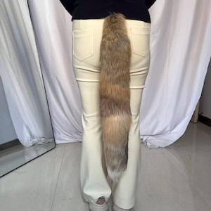 27" Fox Tails, Ethical Taxidermy Therian Tail cosplay: Gray Gold, Clip On, Keychain, Real Tails