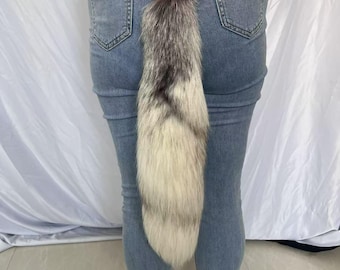 18&quot;-19&quot; Natural Gray Fox Tail: Cosplay Keychain Accessory