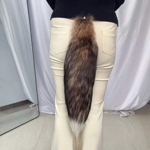 20" Fox Tails, Ethical Taxidermy Therian Tail cosplay: Brown Black, Clip On, Keychain, Real Tails