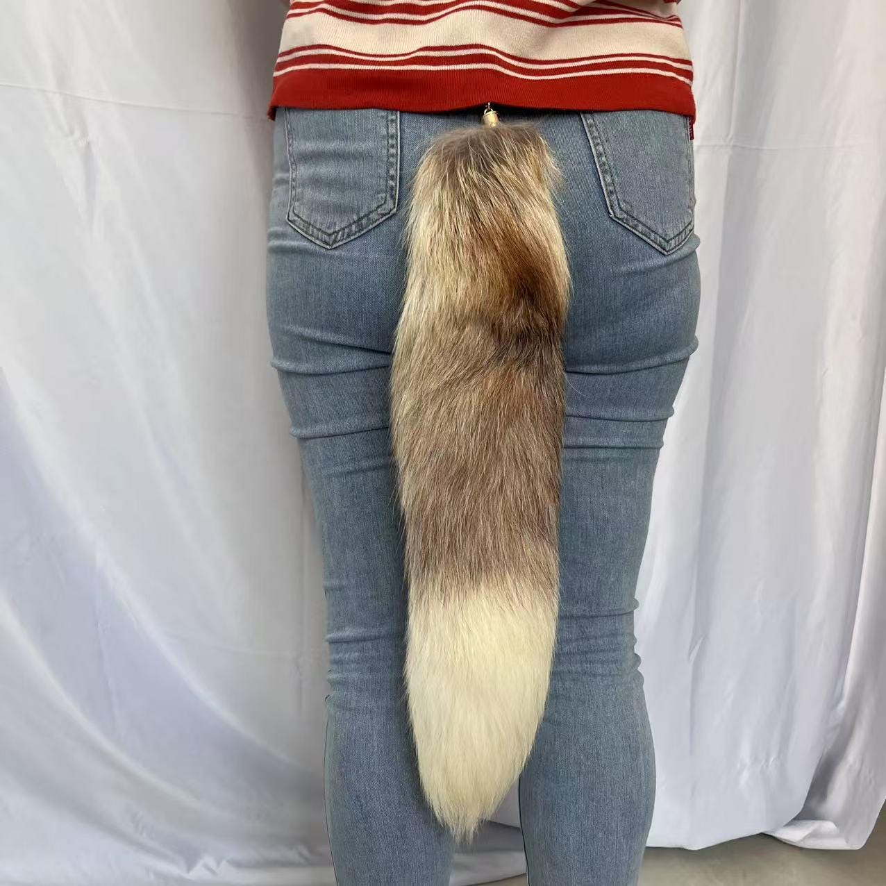 18" Super Big Fluffy Natural Fox Tails Brown Ombre Fox Tails Cosplay Tails Fox Tails Cosplay Tails Decorative Tails with Keychain