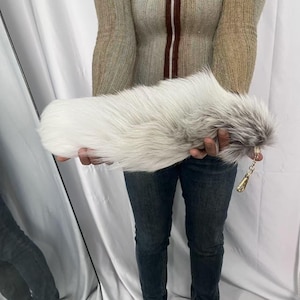 17&quot; Fox Tail: Cauda decorativa para cosplay branco e cinza
