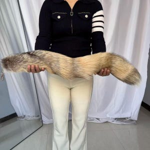 72cm Fox Tails, Ethische Präparatoren Therian Tail Cosplay: Gold Grau, Clip On, Schlüsselanhänger, Echte Tails