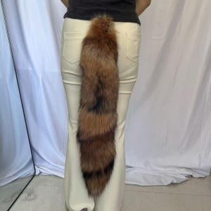 27" Red Fox Tails, Ethical Taxidermy Therian Tail cosplay: Brown Black, Clip On, Keychain, Real Tails