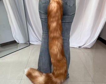 45" Fox Tails, Ethical Taxidermy Therian Tail cosplay: Gold, Clip On, Keychain, Real Tails