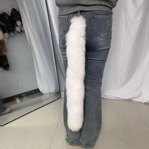 28" Fox Tails, Ethical Taxidermy Therian Tail cosplay: Pure White, Clip On, Keychain, Real Tails