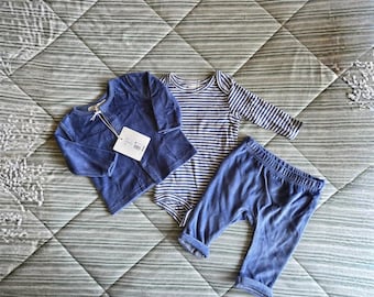 Baby Boy Outfit Set Blue | Newborn Clothes Set 3 Pieces | Soft Cotton Baby Set | Infant Gift Outfit | Baby Shower Gift