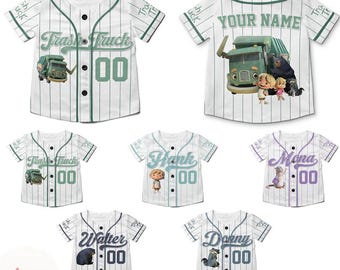 Personalized Trash Truck Baseball Jersey, Hank Trash Truck Birthday Boy Birthday Girl Theme Tee, Trash Truck Family Birthday Party Matching