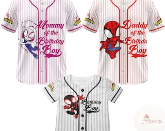 Personalized Disney Spidey and His Amazing Friends Family Birthday Baseball Jersey, Superhero Spidey Spiderman Birthday Boy, Birthday Girl