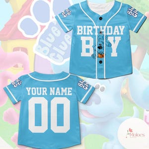 Personalized Blue Clues Birthday Baseball Jersey, Blue Dog Lovers Birthday Girl Jersey, Baby Shower Gift Birthday Boy, Blue Clues Family Tee