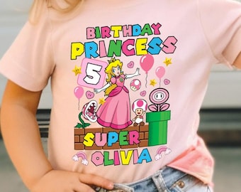 Personalized Super Mario Birthday Princess Shirt, Mario Luigi Princess Peach Birthday Girl Shirt, Princess Birthday Family Group Matching