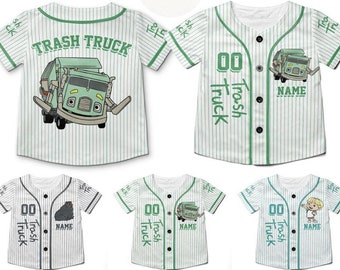 Personalized Trash Truck Baseball Jersey, Hank Trash Truck Birthday Boy, Birthday Girl Jersey, Trash Truck Family Birthday Party Matching