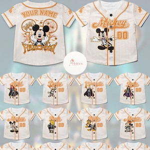 Personalized Disney Halloween Baseball Jersey, Mickey Minnie Pooh Disney Princess Trick or Treat Kids Adult Jersey, Family Halloween Party