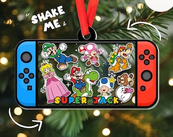 Personalized Super Mario Ornaments, Super Mario Luigi Princess Peach Christmas Shaker Ornament, Mario Family Christmas Ornaments Home Decor