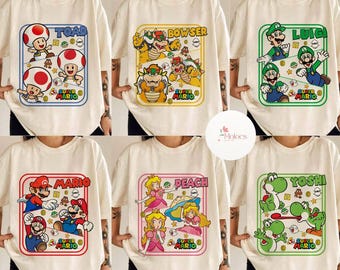 All Characters Super Mario Shirt, Mario Luigi Princess Peach Birthday Girl, Birthday Boy, Mario Bros Epic Universe Family Group Matching Tee