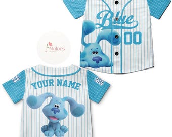 Camiseta de béisbol personalizada de Blue Clues, camiseta de cumpleaños para amantes de los perros azules, regalo para baby shower, regalo para niño, camiseta familiar de Blue Clues