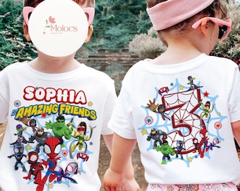 Two-sided Disney Spidey and His Amazing Friends Birthday Shirt, Spiderman Spidey Birthday Boy, Birthday Girl, Spidey Kids Family Birthday