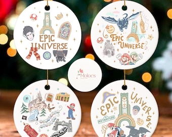 Epic Universe Ornaments, Super Mario Universal Epic Universe Trip Christmas Ornament, Epic Universe Family Christmas Tree Ceramic Decoration