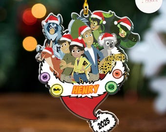 Personalized Wild Kratts Christmas Ornaments, Martin Chris Kratt Aviva Corcovado Wild Kratts Family Christmas Decor, Christmas Gifts for Kid