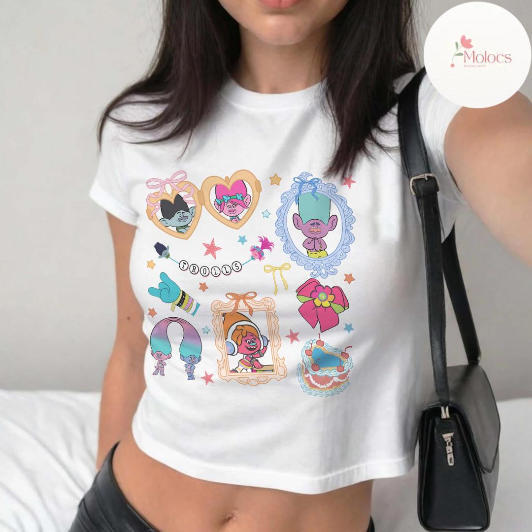☆KIRSH☆ Trolls Graphic Crop T-Shirt White KIRSH Trolls Graphic Crop T-Shirt White