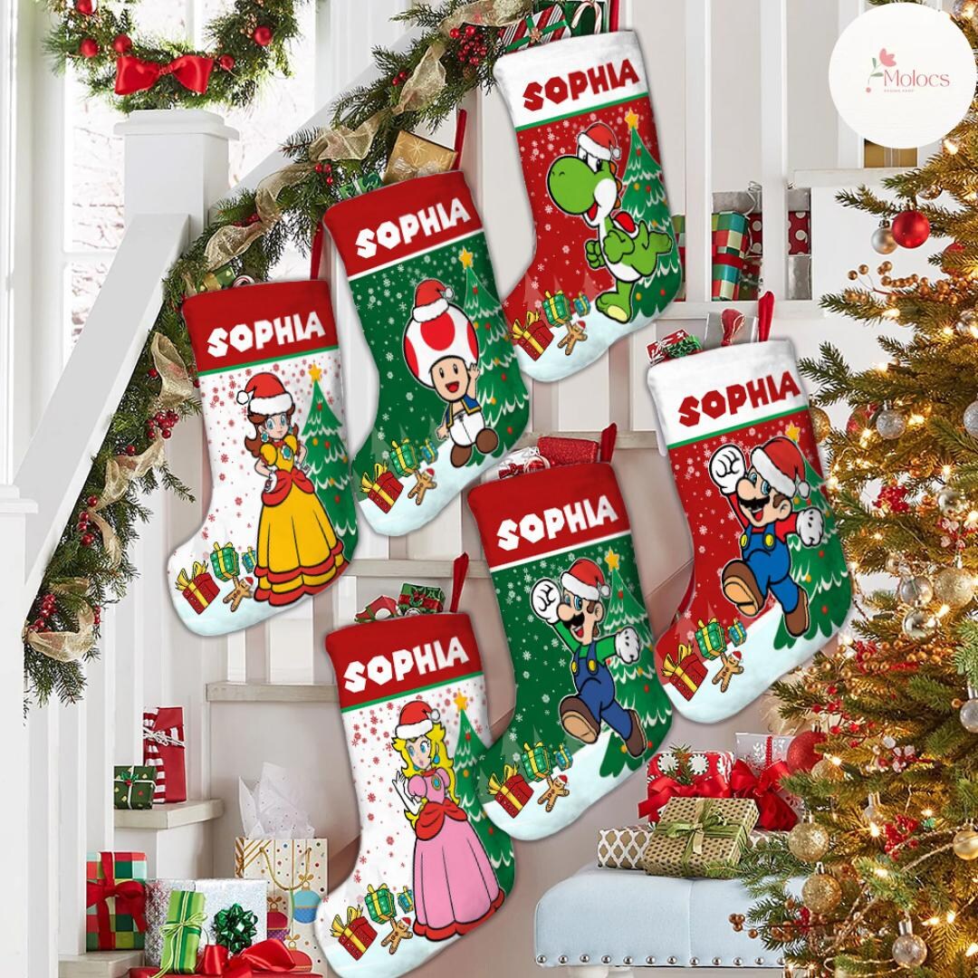 Personalized Super Mario Christmas Stockings, Super Mario Luigi ...