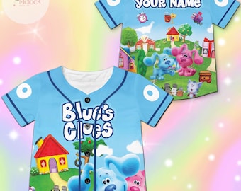 Camiseta de béisbol personalizada de Blue Clues, camiseta de cumpleaños para amantes de los perros azules, regalo para baby shower, regalo para niño, camiseta familiar de Blue Clues