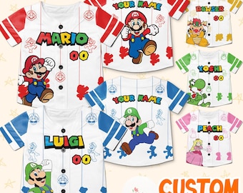 Personalized Super Mario Baseball Jersey, Princess Peach Jersey, Jersey for Kids, Youth & Adults, Mario Birthday Gift, Epic Universe Shirt