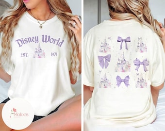 Disney Castle Bow T-Shirt, Purple Coquette Bow Disney Castle Coquette Top, Magic Kingdom Shirt, Disney Coquette Bow Shirt, Girls Trip