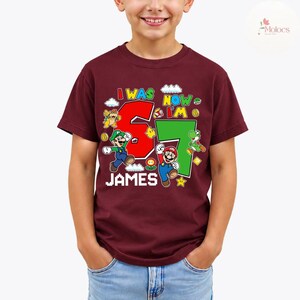 Personalized Super Mario Birthday Shirt, I Was 6 Now I'm 7 Mario Galaxy, Mario Luigi Princess Peach Birthday Girl, Birthday Boy 6 Turning 7 bild 4