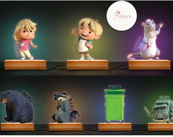 Luz de noche de camión de basura personalizada, camión de basura Hank, regalo de cumpleaños para niña, lámpara de dormitorio para niños y familia con camión de basura, decoración del hogar