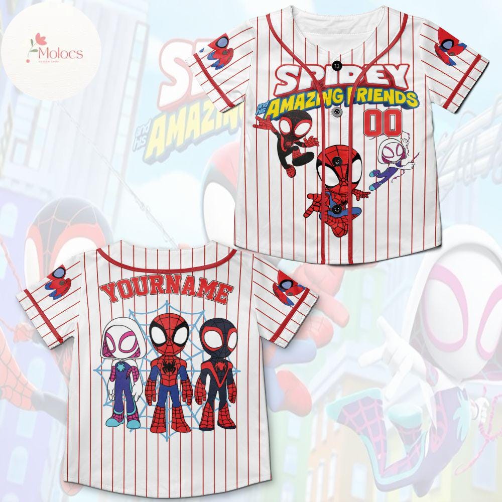 Personalized Disney Spidey and His Amazing Friends Baseball Jersey, Superhero Spidey Birthday Boy, Spiderman Birthday Girl Marvel Family Tee
