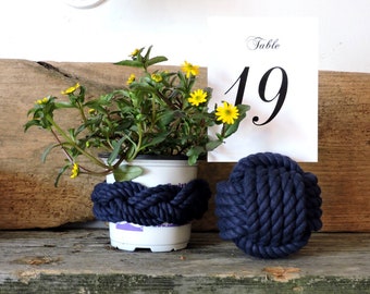 10 Navy Blue Nautical Wedding Rope Table Number Knots 5 Across No Roll Style Pack of 10