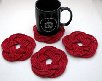 Nautical Coasters Red Turk's Head Coasters Set of 4