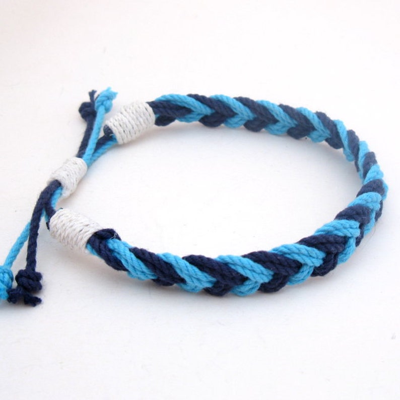 Anklet Turquoise and Navy Blue Braided Cotton Sailor Anklet - Etsy