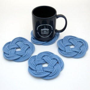 Ocean Coasters Nautical Blue Cotton Woven in a Flat Pattern 4 pack