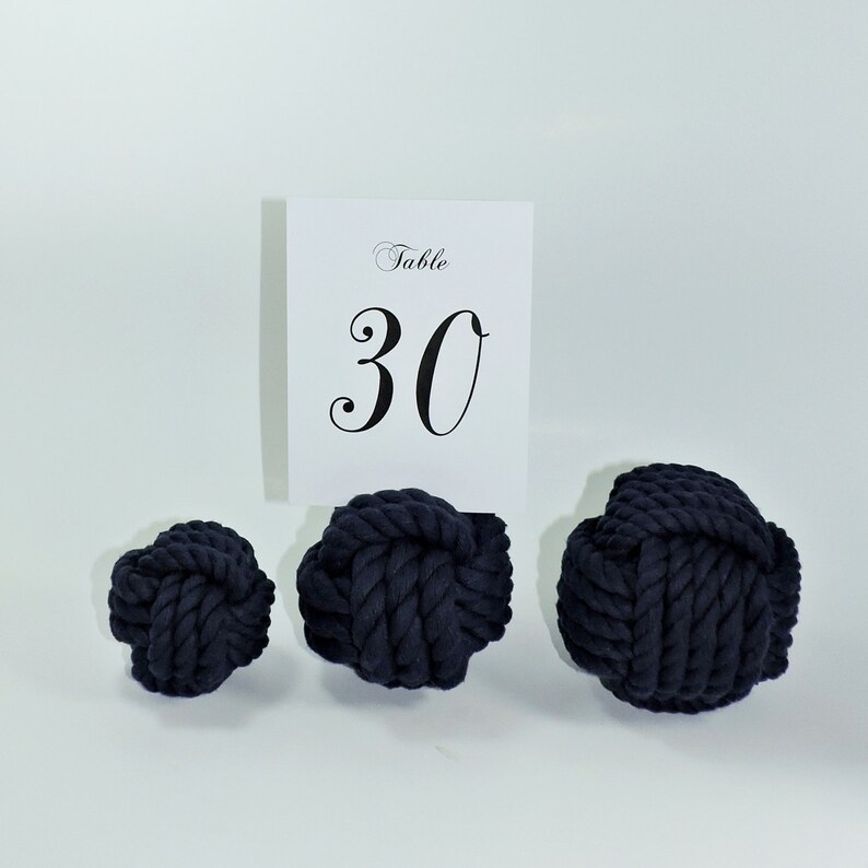 Navy Blue Nautical Wedding Rope Knots 10 Table Number Holders for your Seaside Wedding Navy Rope image 3
