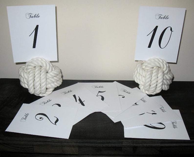 Navy Blue Nautical Wedding Rope Knots 10 Table Number Holders for your Seaside Wedding Navy Rope image 4