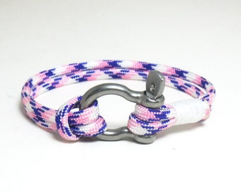 Nautical Shackle Rope Bracelet Purple and Pink 162