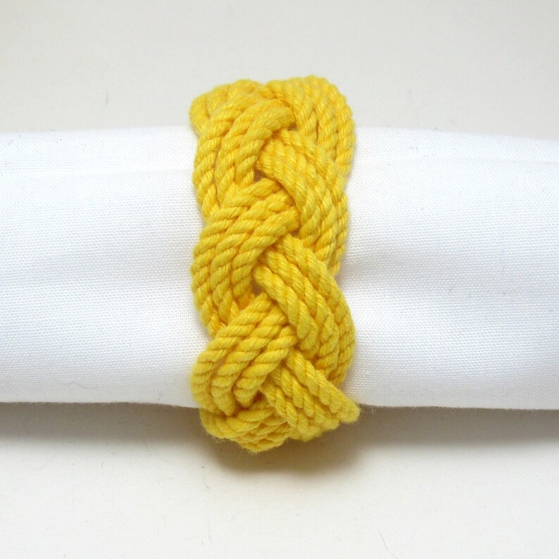 Nautical Napkin Rings Woven Yellow Cotton Pack of 4 Etsy