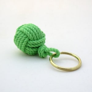 Nautical Monkey&#39;s Fist Keychain Lime Green Cotton Modern Style