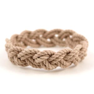 Turks Head Sailor Knot Bracelet woven narrow in Tan Cotton