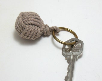 Nautical key decorations Boaters Monkey Fist Keychain  Tan Cotton