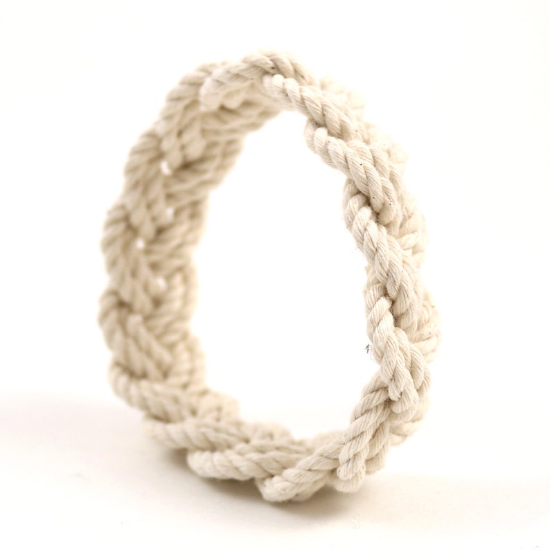 Rope Bracelet Narrow White Turks Head Knot image 3