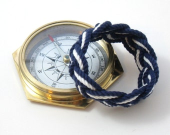 Nautical Bracelet Navy and White Sailor Knot Weave