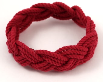 Turk's Head Sailor Knot Bracelet in Red Cotton