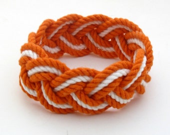 Rope Bracelet in Orange and White Cotton Sailor Weave