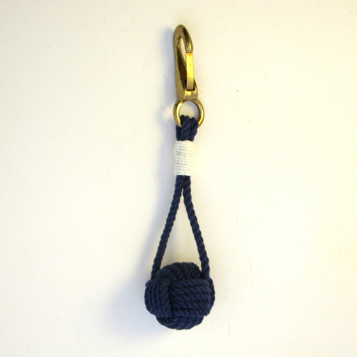 Monkey Fist Navy Blue Key Chain With Brass Clip Whipped in a Etsy