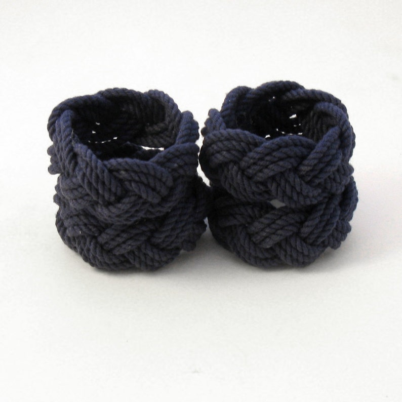 Navy Napkin Rings Nautical Knot Woven Cotton Pack of 4 Etsy