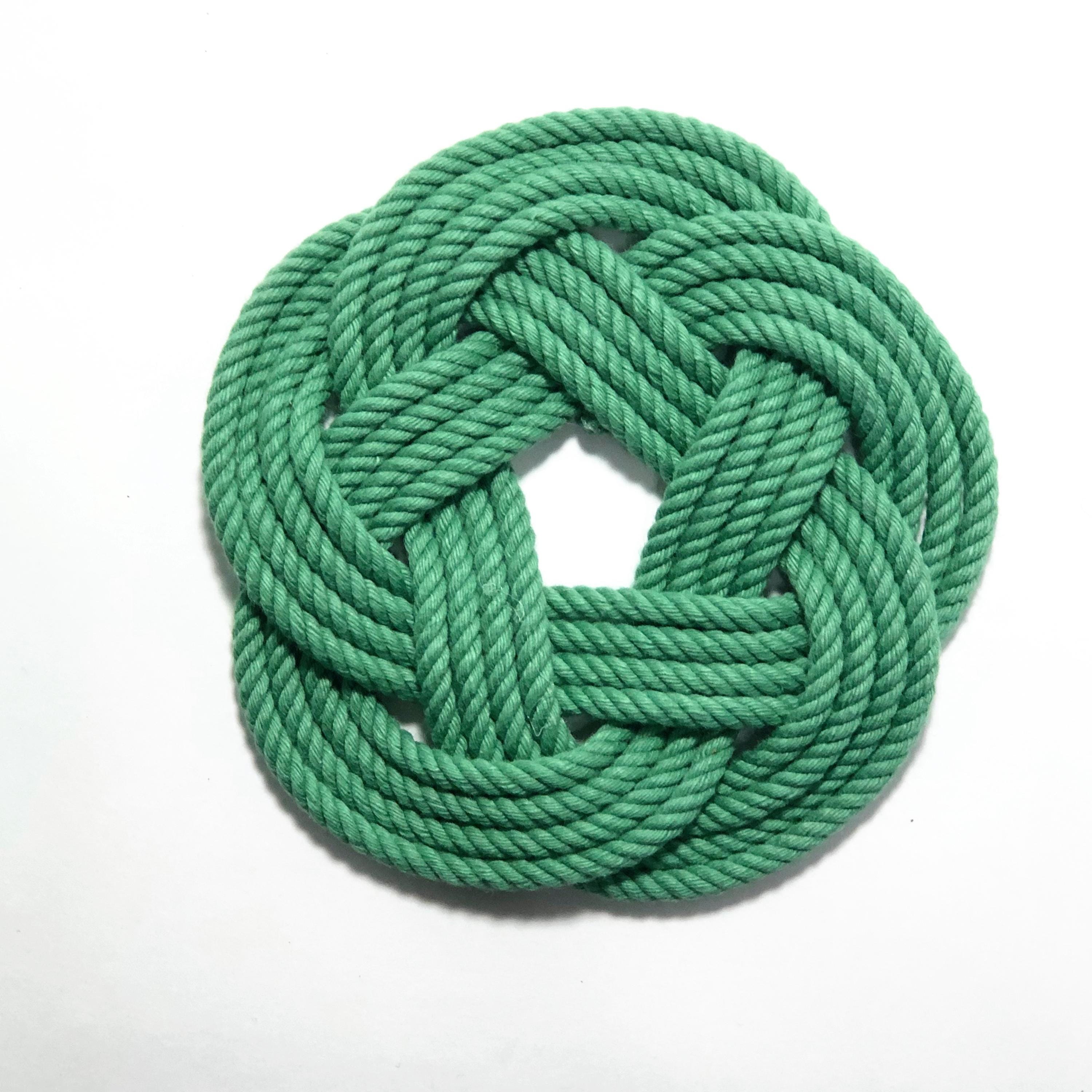 Rope Coasters Woven Green Cotton Nautical Turkhsead Knot 4 Pack - Etsy