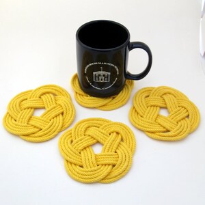 Woven Nautical Coasters Yellow turks head weave 4 pack