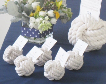 Nautical Wedding Mini Monkey Fist Rope Table Number of Place Card Holder Pack of 10